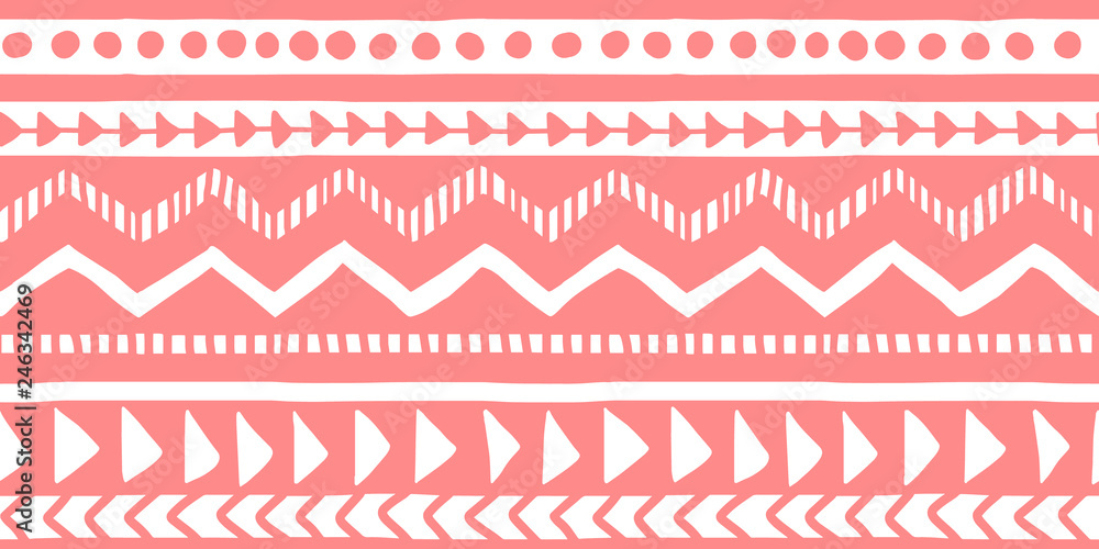 Vector seamless pink and white illustration. Ethnic hand drawn pattern for wallpaper,fabric, textile Vector seamless pink and white illustration. Ethnic hand drawn pattern for wallpaper,fabric, textile