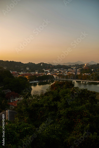 Kandy, point of view. View of Kandy city and Kandy lake. Sri lanka