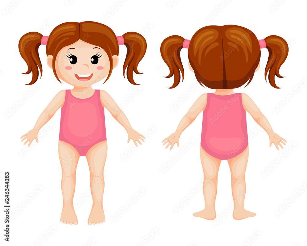 Parts of body. Cute cartoon girl Stock Vector | Adobe Stock