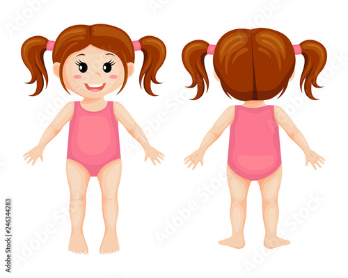 Parts of body. Cute cartoon girl