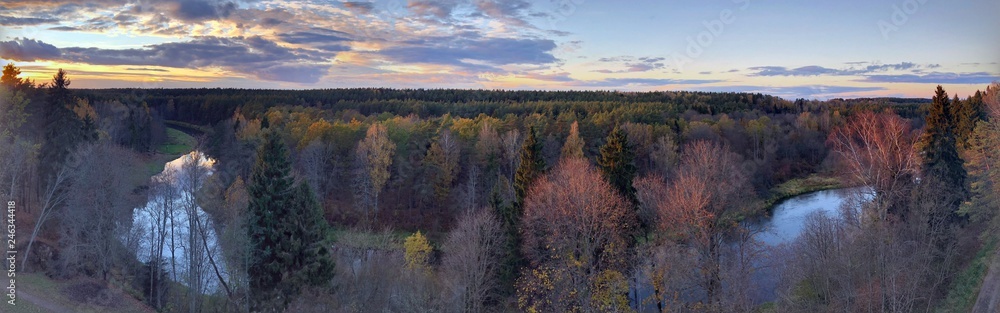 panorama of lake in autumn