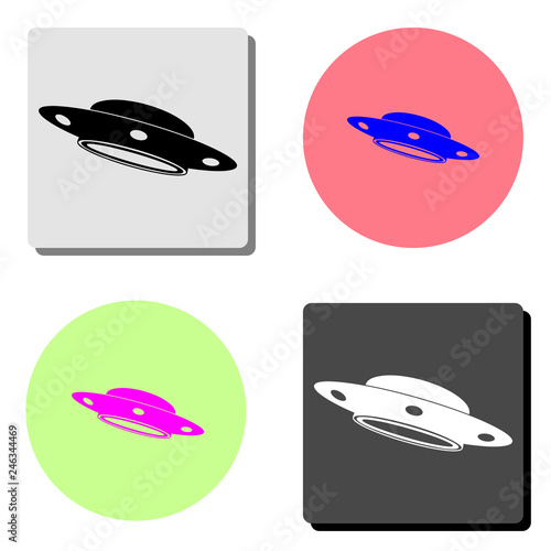 UFO Flying Saucer. flat vector icon
