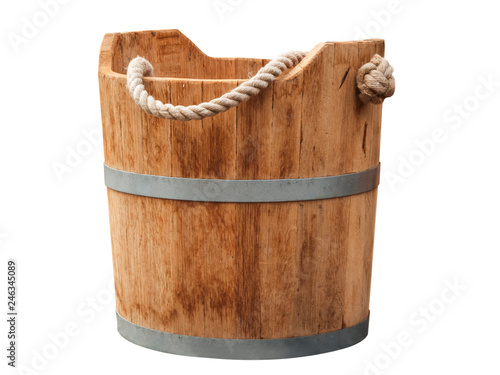 Wooden trough with handle rope photo