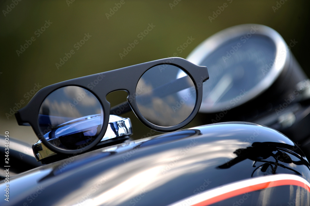 Mens sunglasses with motorcycle