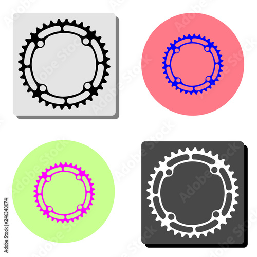 Bicycle chainring. Gear. flat vector icon