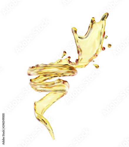 Yellow dynamic splash in a circle. Vector realistic illustration on white background.