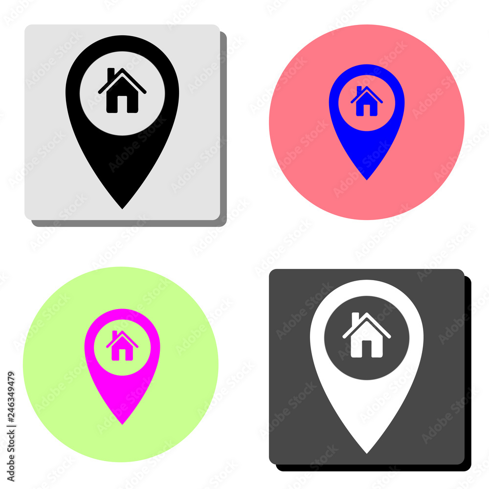 Map pointer house. Home location marker. flat vector icon Map pointer house. Home location marker. flat vector icon