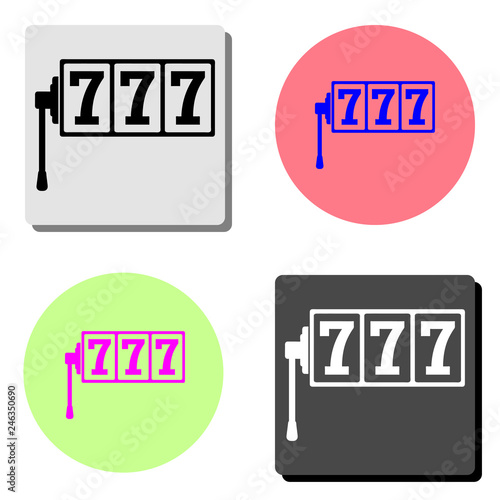 Lucky seven on slot machine. flat vector icon