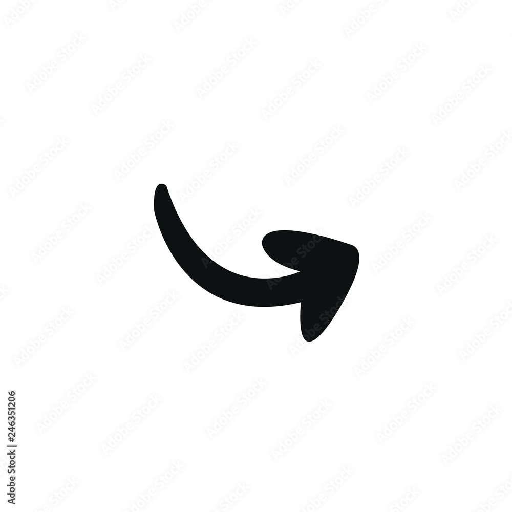 Simple black icon on white background. Repeat icon. Vector illustration web design element. curve arrow Simple black icon on white background. Repeat icon. Vector illustration web design element. curve arrow