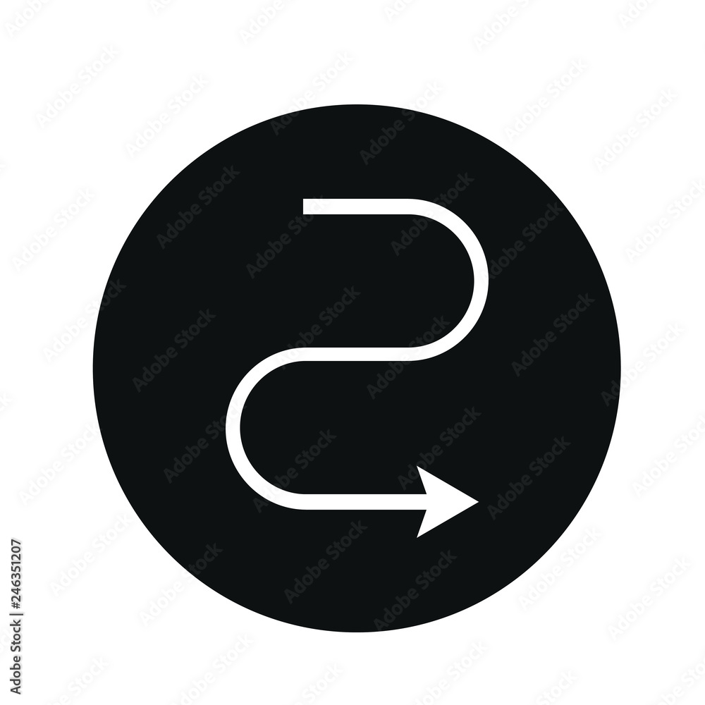Simple black icon on white background. Repeat icon. Vector illustration web design element. curve arrow Simple black icon on white background. Repeat icon. Vector illustration web design element. curve arrow