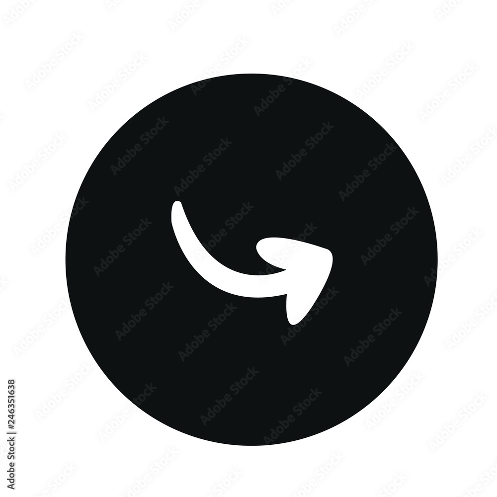 Simple black icon on white background. Repeat icon. Vector illustration web design element. curve arrow Simple black icon on white background. Repeat icon. Vector illustration web design element. curve arrow