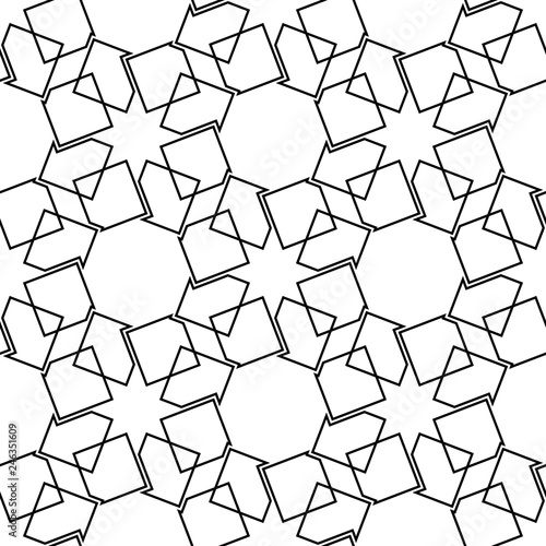 Geometric seamless pattern. Black and white background