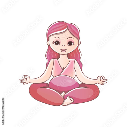 Pregnant woman practicing yoga in lotus pose. Pregnant woman doing yoga. Sports during pregnancy
