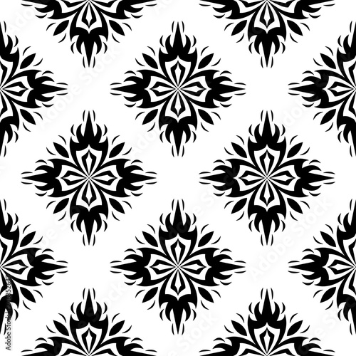 Floral seamless pattern. Black and white decorative background