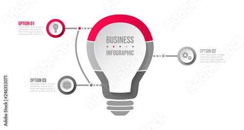 Gray infograph with business symbols. Vector