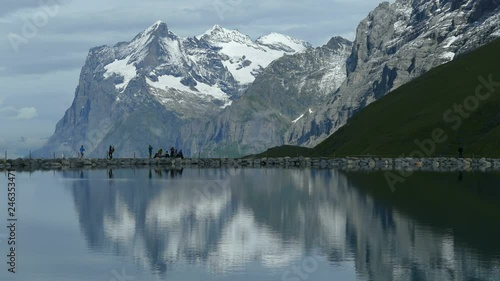 Kleine Scheidegg, Lake Fallboden and Wetterhorn, Bernese Alps, Switzerland, Europe photo