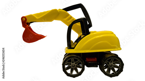 toy wheeled excavator yellow