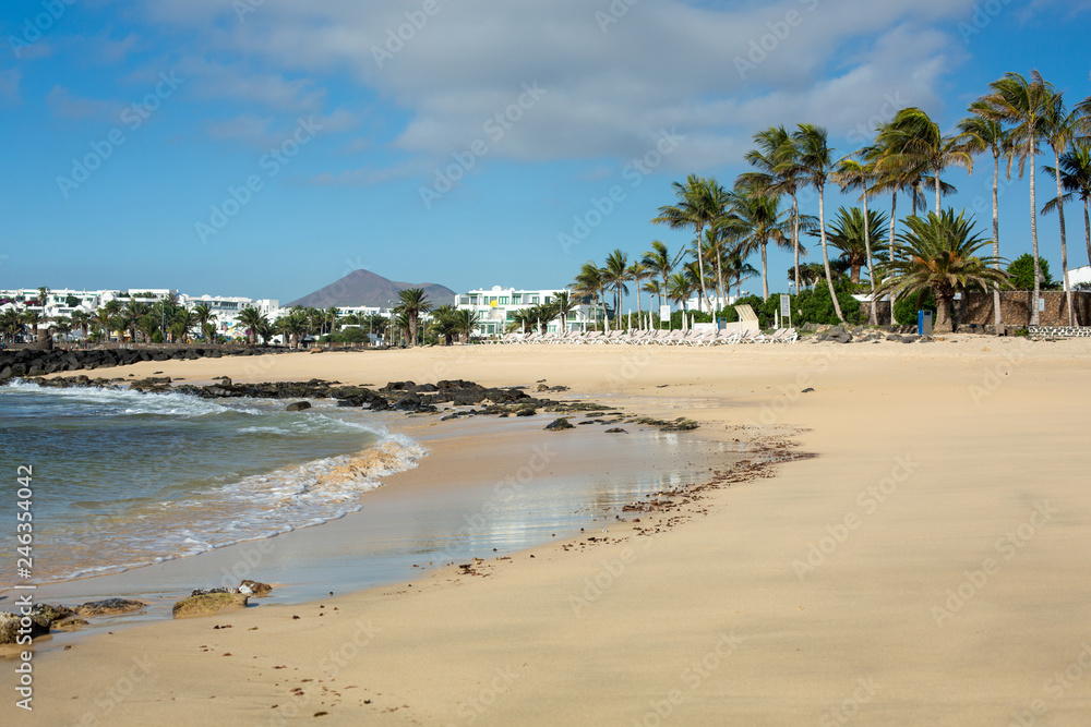 Morning ebb on the beach in Costa Teguise.