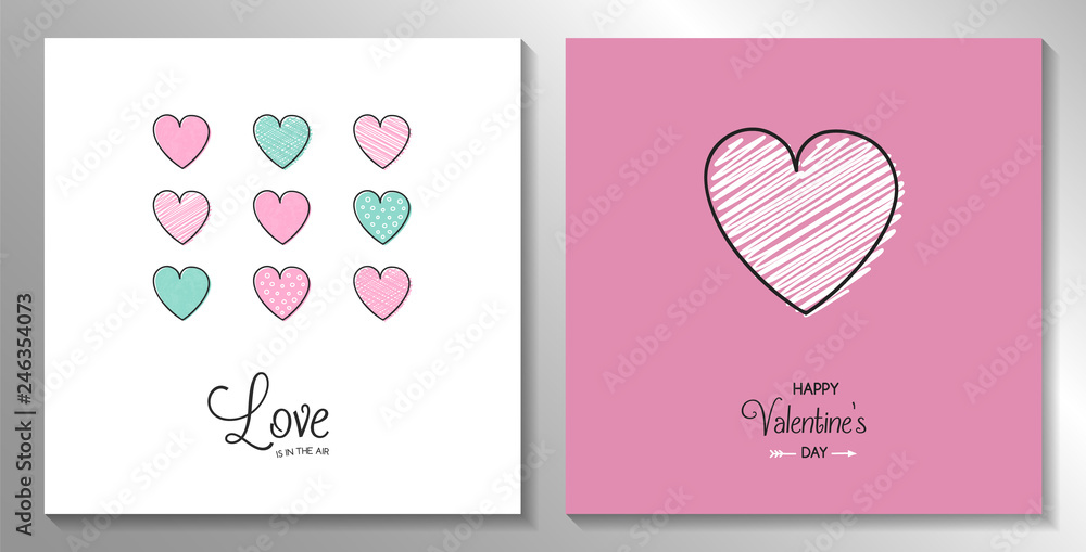 Concept of a Valentine's Day greeting card collection. Vector Concept of a Valentine's Day greeting card collection. Vector