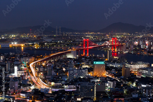 若戸大橋の夜景 北九州市高塔山