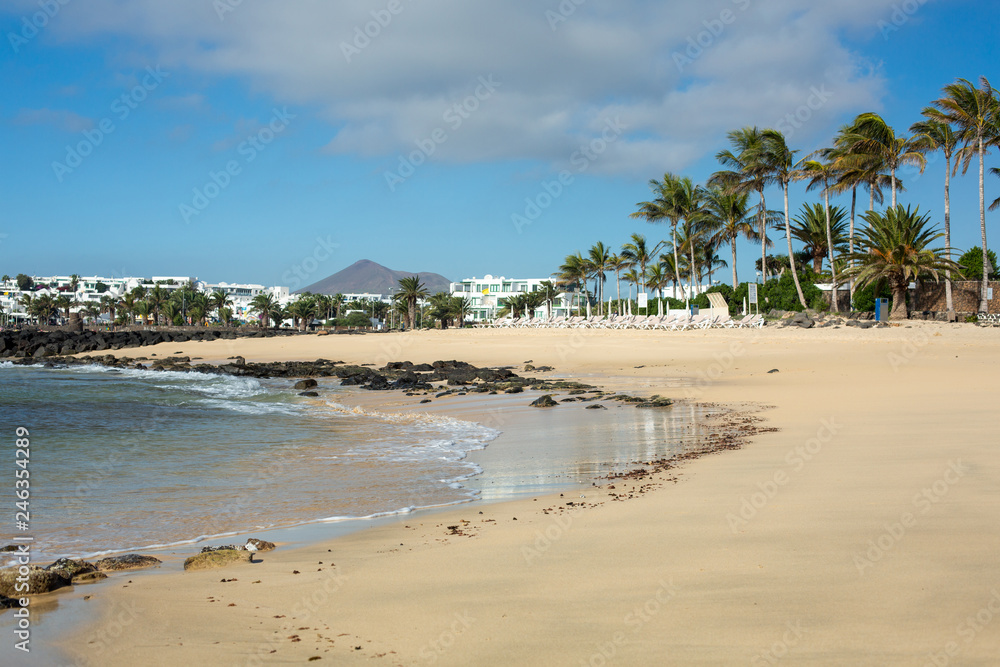 Morning ebb on the beach in Costa Teguise.