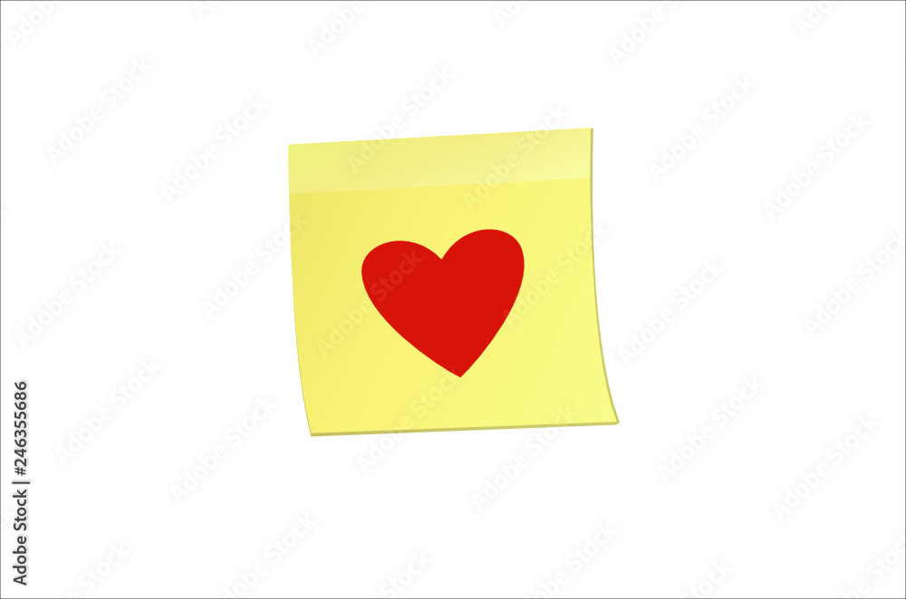 Simple lines in the shape of a heart red  on a sticker for Valentine's Day. Creative design concept. Vector illustration.  Copy space for text.