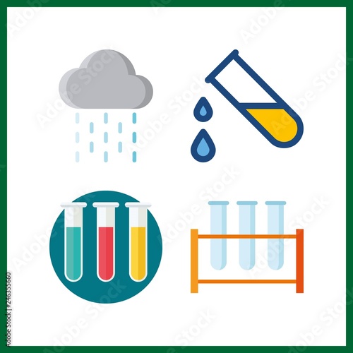 4 transparent icon. Vector illustration transparent set. rain and test tubes icons for transparent works