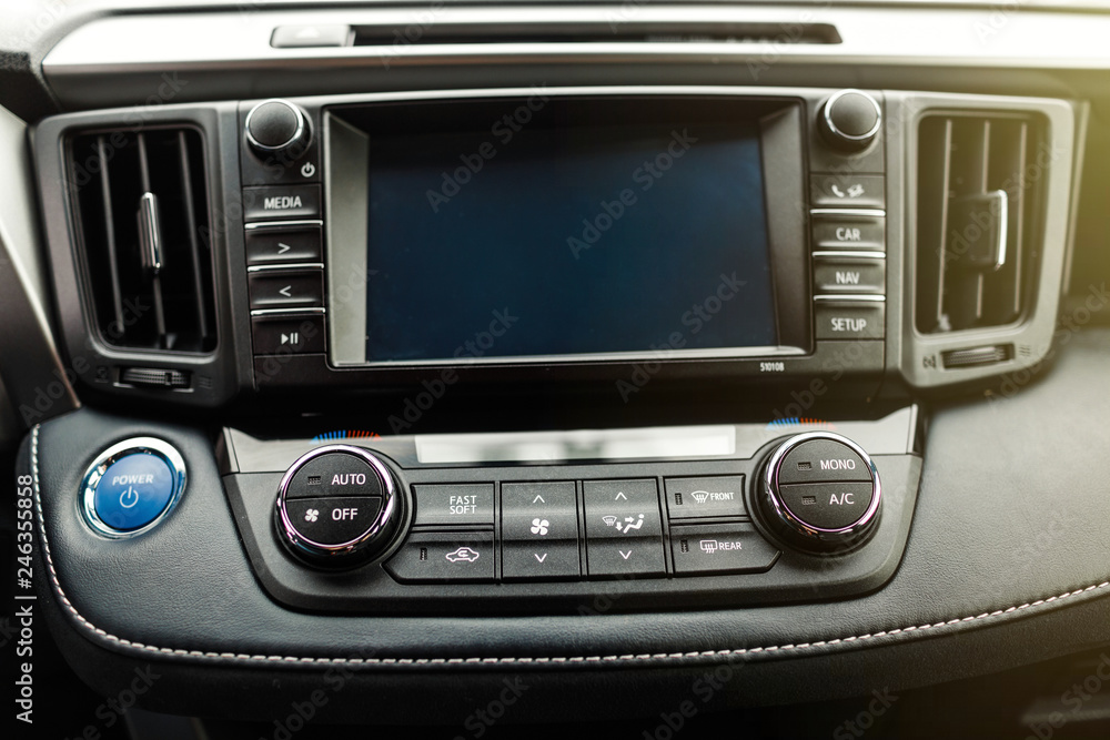 Fototapeta premium Hybrid car dashboard speedometer .