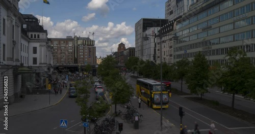 Time lapse of traffic on Centralbron, Stockholm, Sweden, Scandinavia, Europe photo