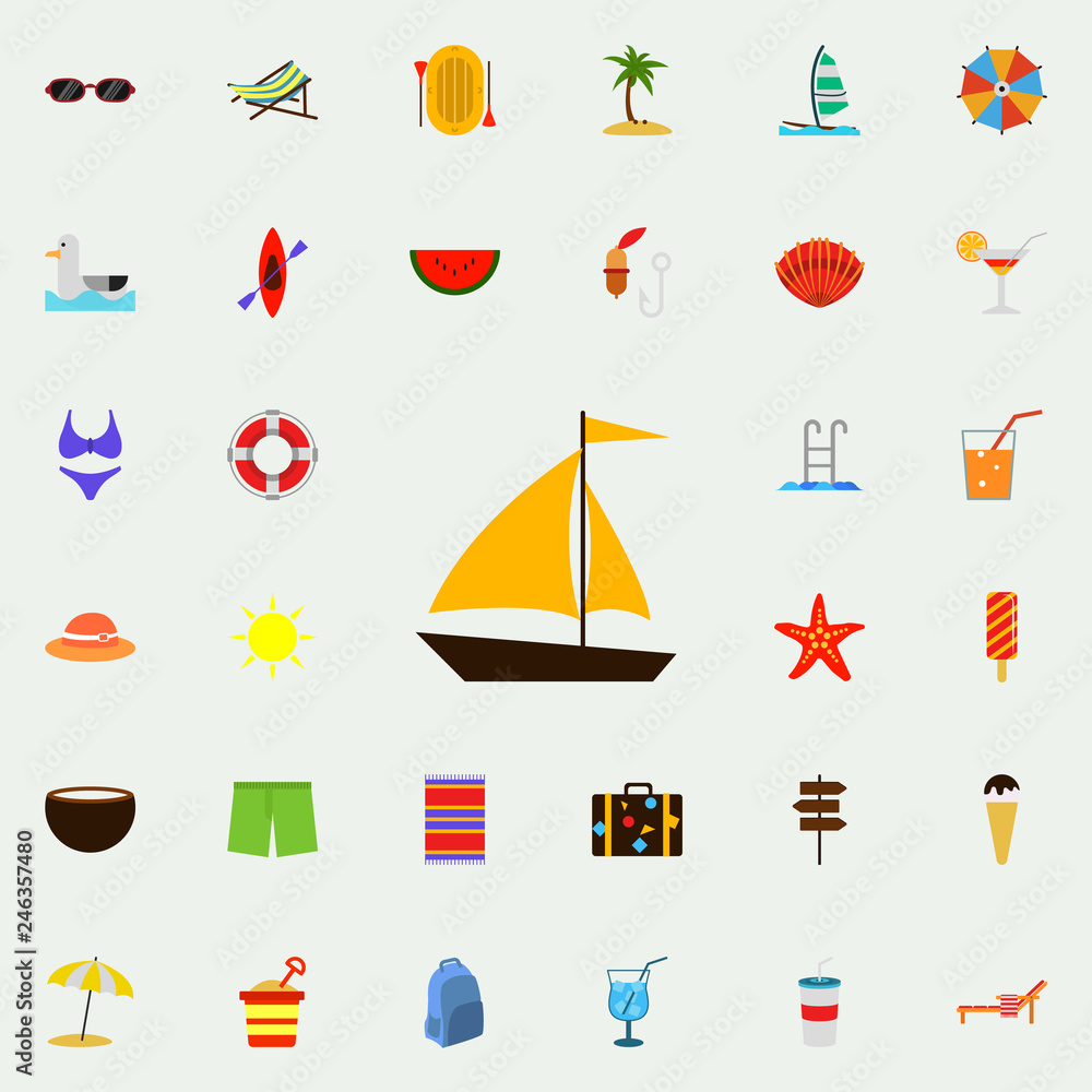sailboat flat icon. colored Summer icons universal set for web and mobile sailboat flat icon. colored Summer icons universal set for web and mobile