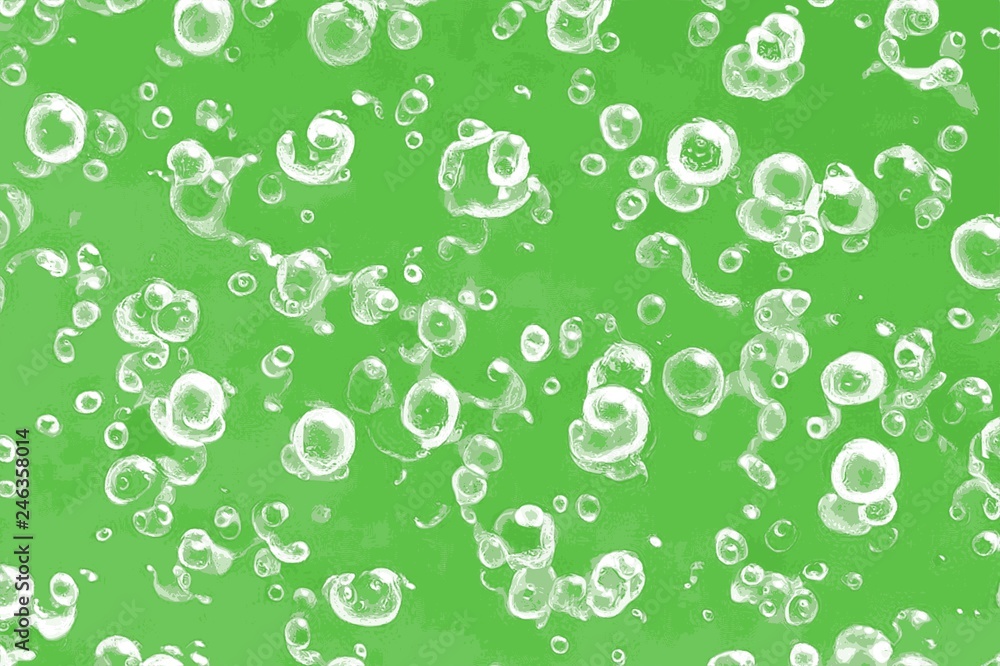 Green oxygen texture or air bubbles in green soda Green oxygen texture or air bubbles in green soda