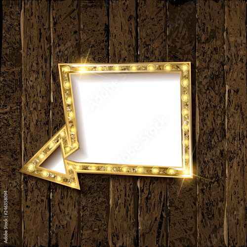 Gold Retro arrow with lights.
