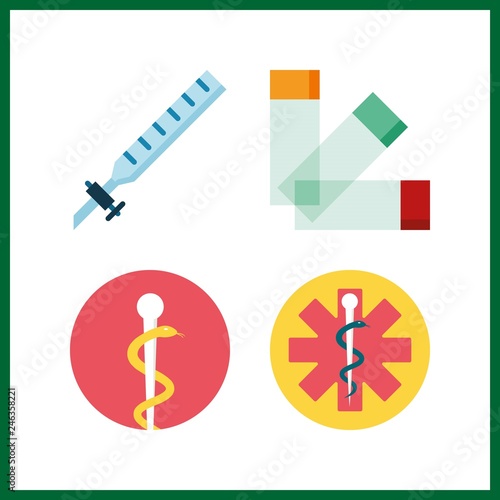 4 cure icon. Vector illustration cure set. medicine and syringe icons for cure works