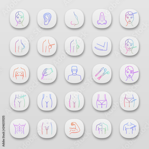Plastic surgery app icons set
