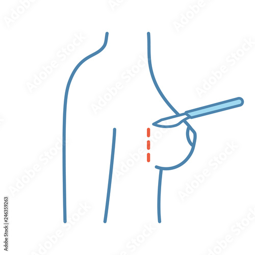 Breast augmentation incision color icon