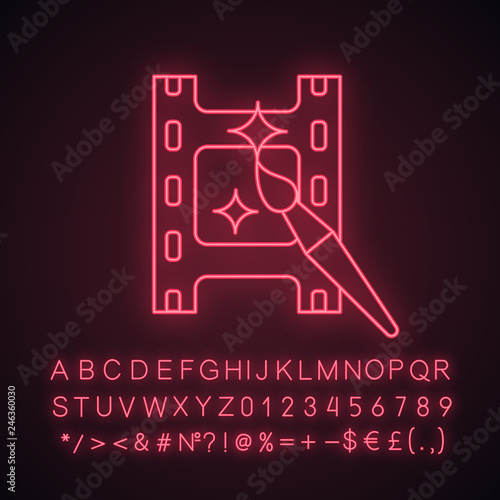 Video editing software neon light icon