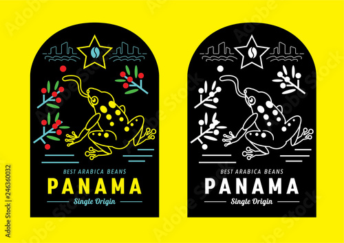 Panama coffee label with frog