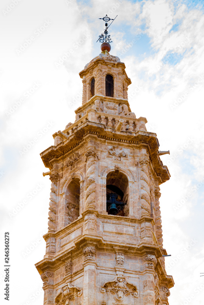 Bell tower of Saint Caterina church in Valencia, Spain