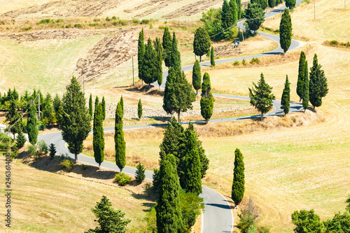 Winding road near Monticchiello and Pienza in Tuscany  Italy