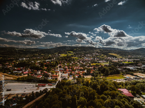 Obraz na płótnie Sucha Beskidzka panorama w salonie