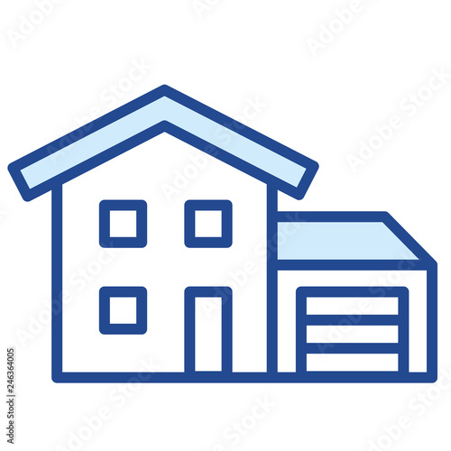 Haus, Wohnahus,E infamilienhaus mit Garage Vector Icon Illustration