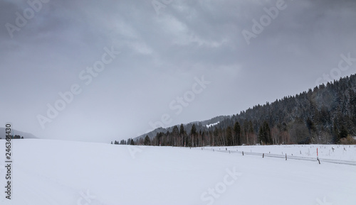Snow. Landscape. Cold. Winter. Sky. Road. Hills © sarenac77