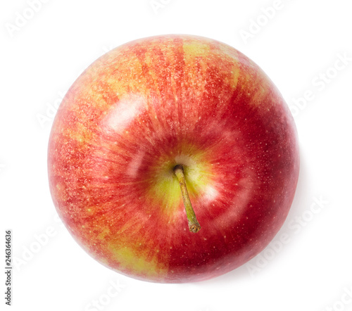 Red fresh apple cut out. Top view.