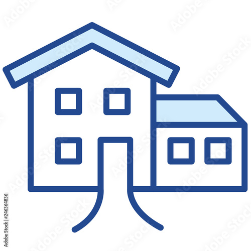 Haus, Wohnahus mit Anbau Vector Icon Illustration