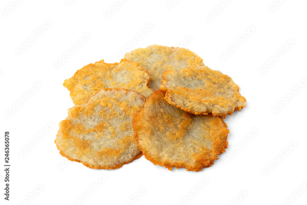 Potato pancakes isolated on white background. Potato pancakes isolated on white background.