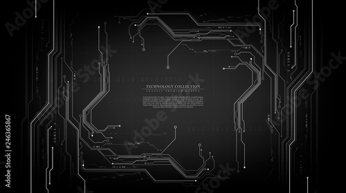 Technology futuristic abstract grey circuit connection background vector