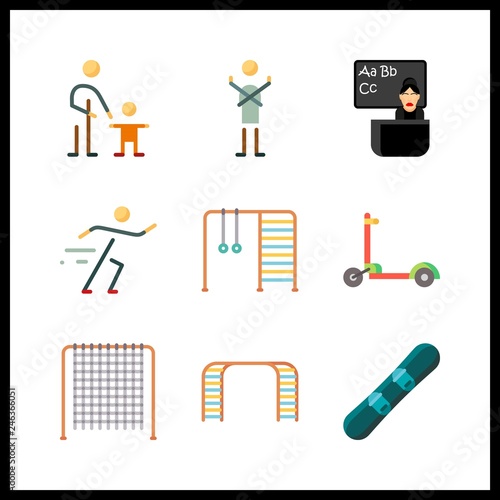 9 active icon. Vector illustration active set. jungle gym and net climbers icons for active works