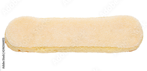 Traditional Italian Savoiardi ladyfingers Biscuits on White Background