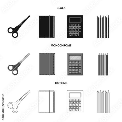 Vector design of office and supply logo. Collection of office and school stock symbol for web.