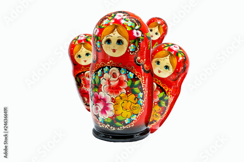 Russian nesting dolls on a white background
